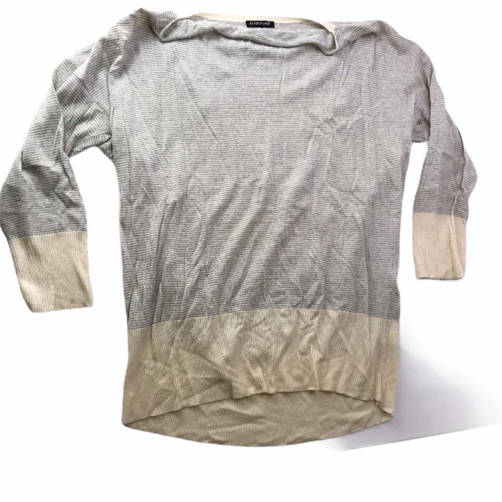 Eileen Fisher Sweater Women's Large Striped Ivory